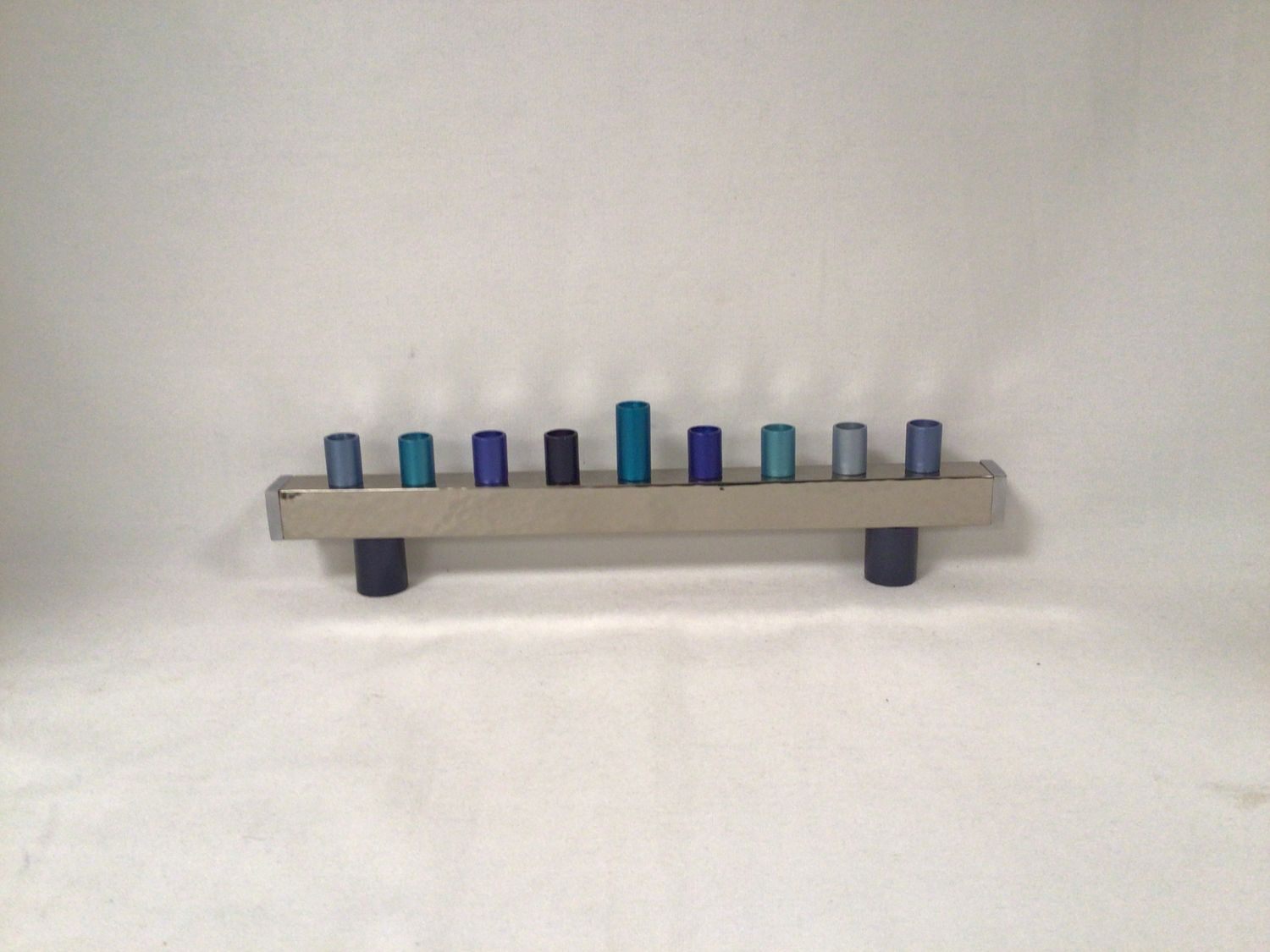 Anodized  Menorah on Legs- Blue