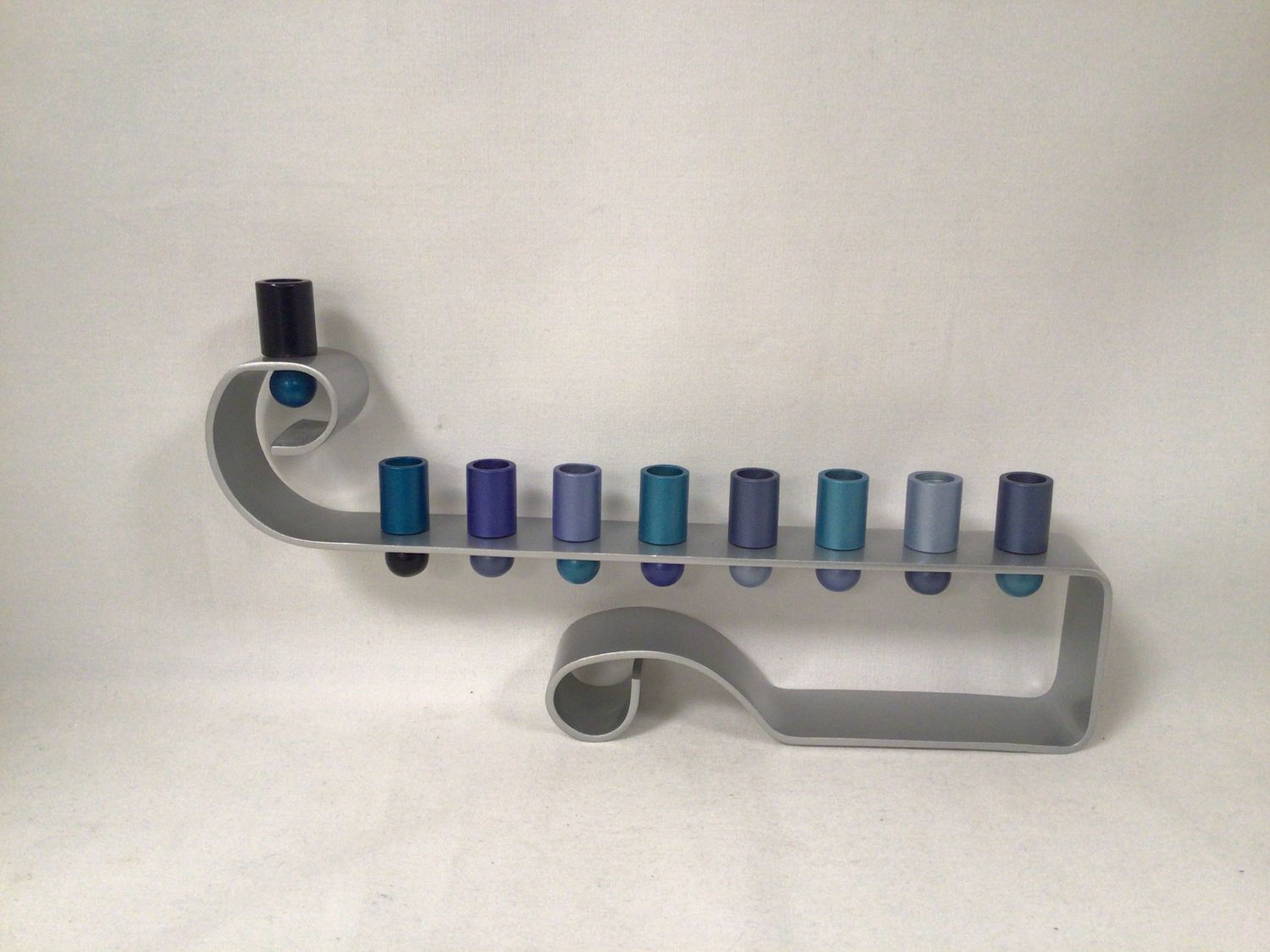 Anodized Aluminum Menorah Curl-Blue