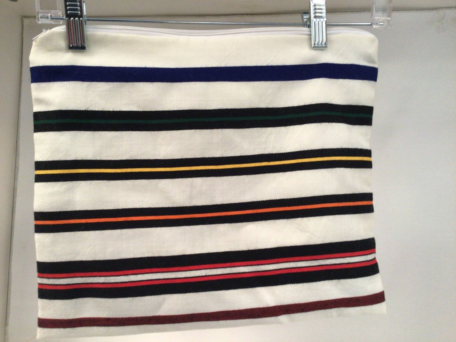 Cream Tallit Bag with Multicolor Stripes