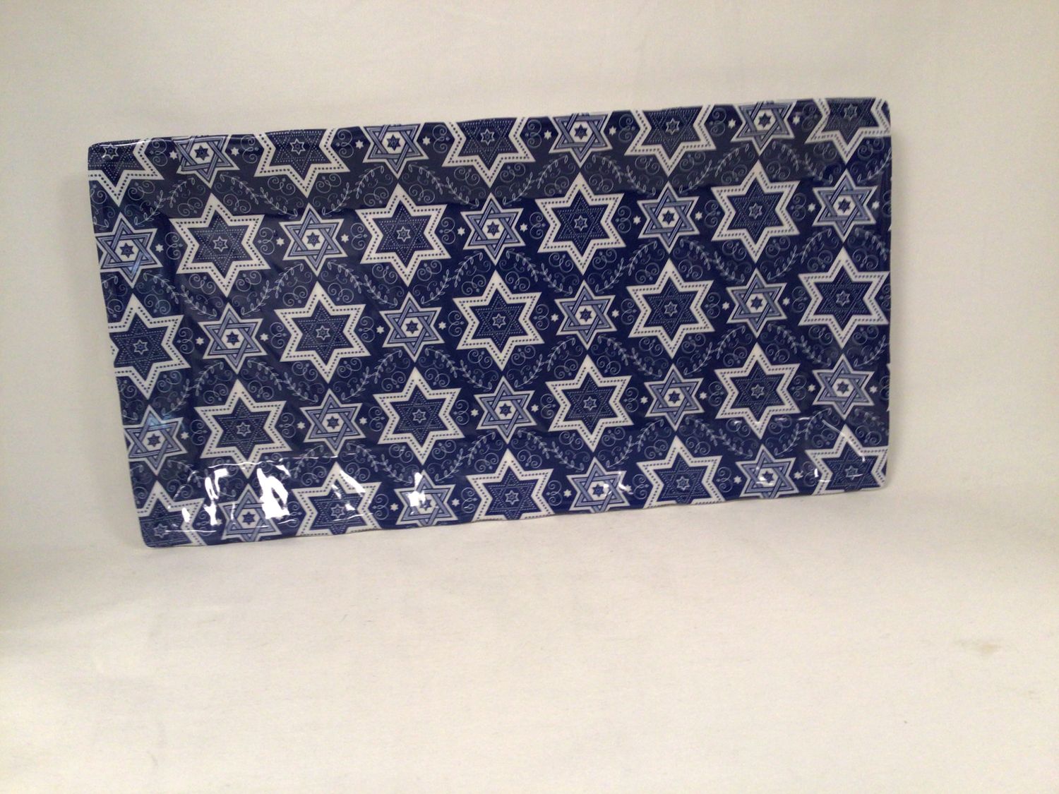 Melamine Tray with Blue and White Stars of David