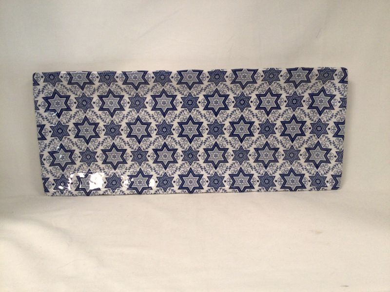Stars of David on Melamine Tray/blues and white