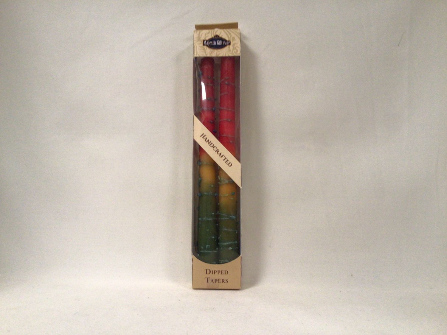 Safed Maroon with Orange and Green 10&quot; Taper Candles