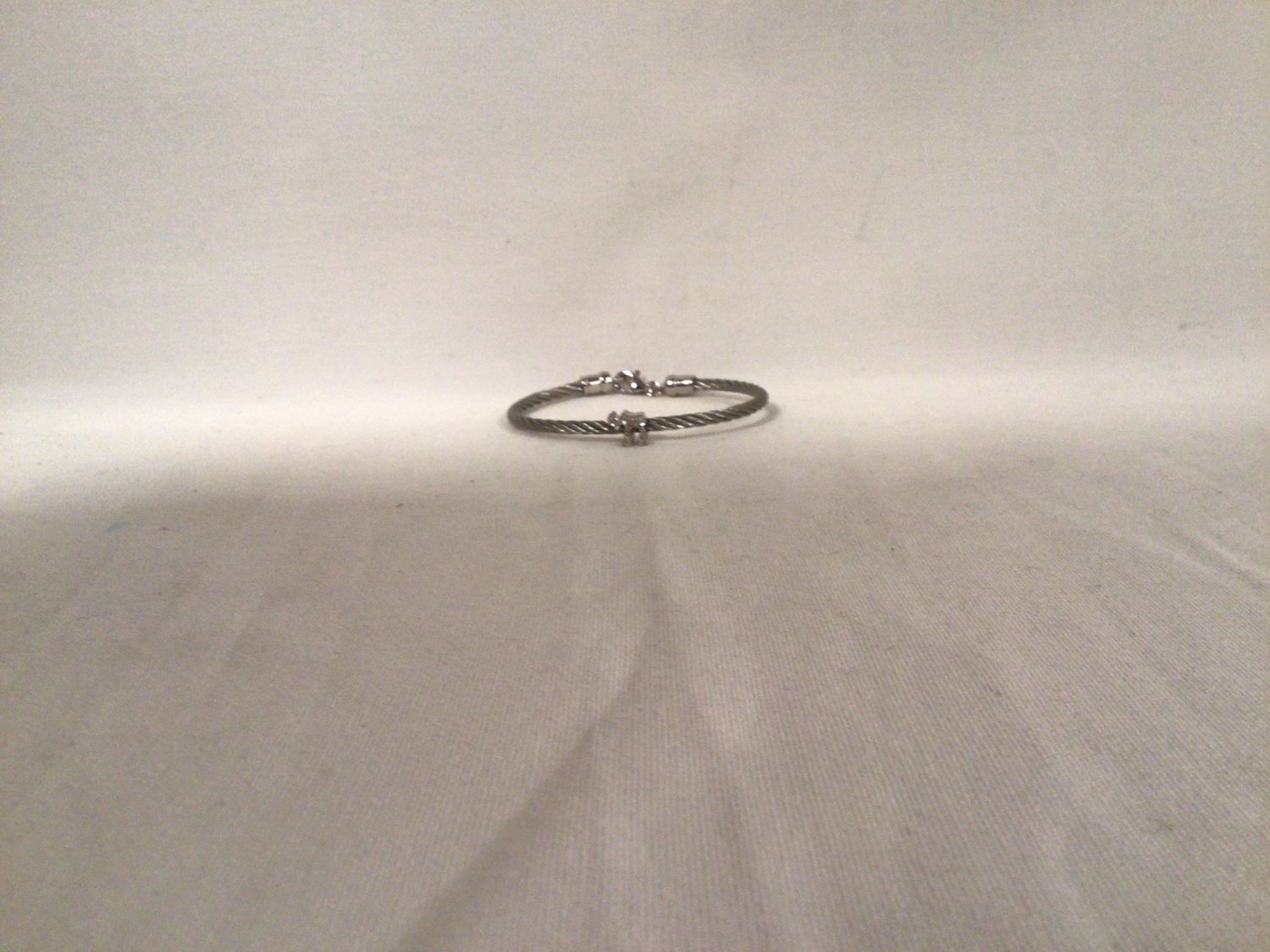 Stainless Steel Cable Bracelet (silver) with Chai &amp; .02 ct Diamond
