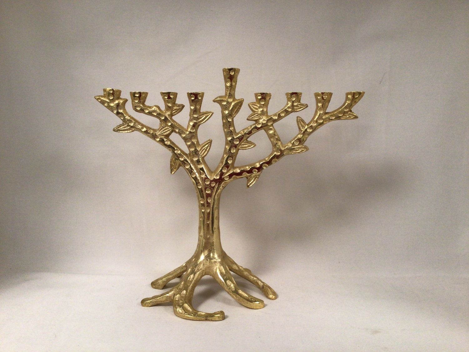 Gold Tone Tree of Life Menorah