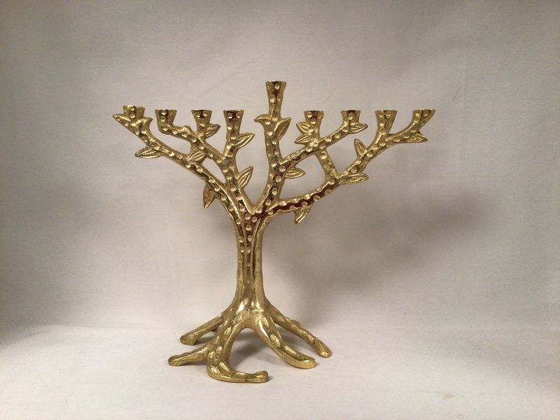 Gold Tone Tree of Life Menorah