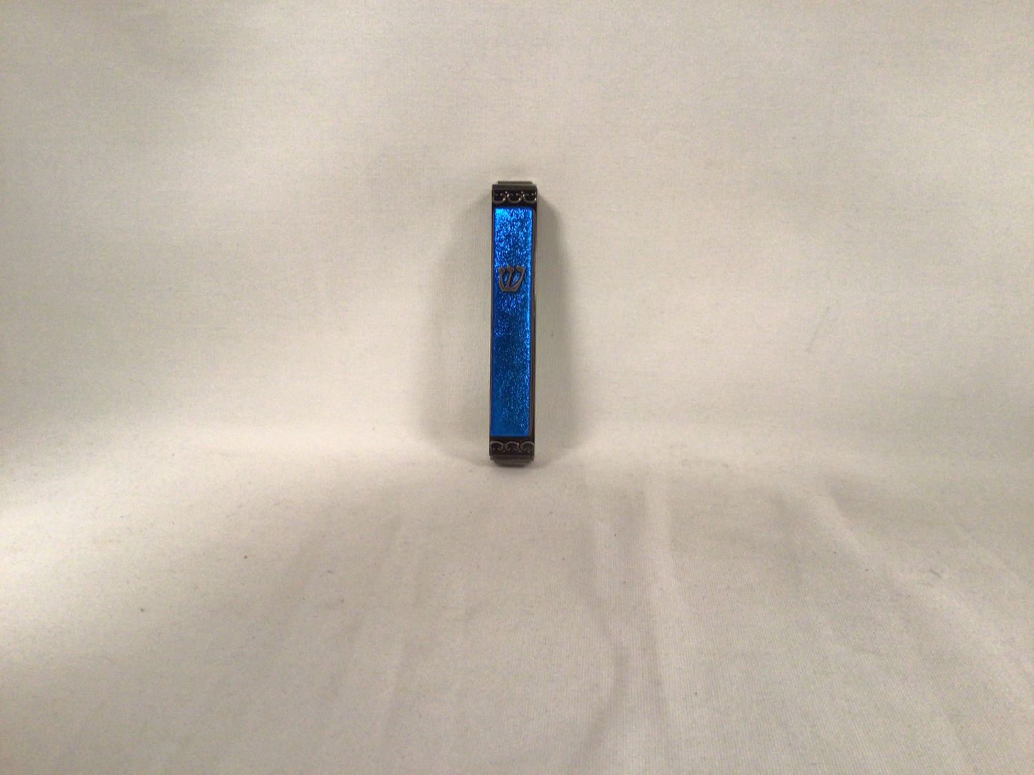Shimmering Blue Art Glass Mezuzah