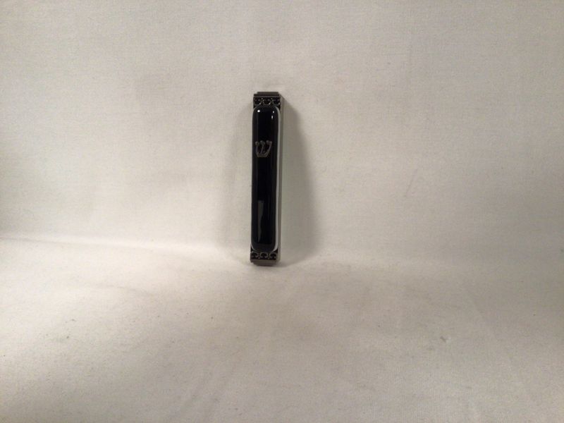 Black/Ivory Art Glass Mezuzah 