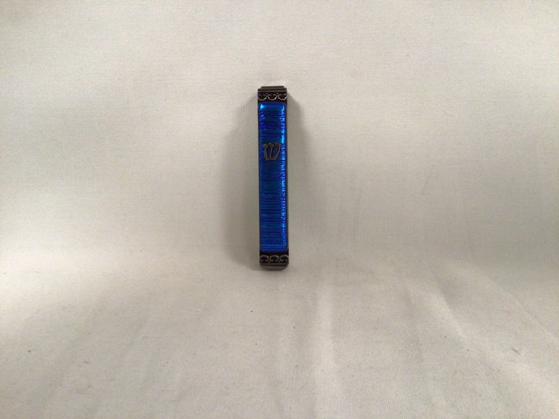 Blue Accordian Art Glass Mezuzah