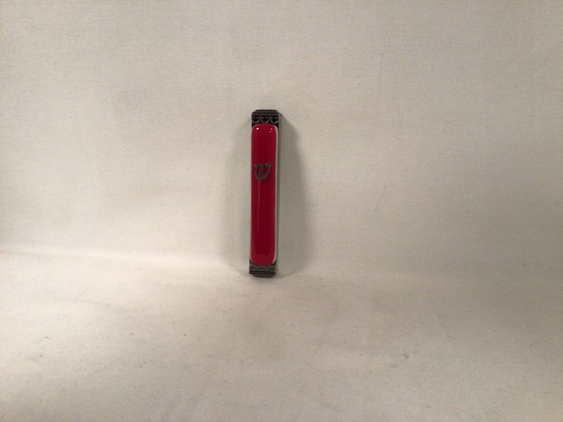 Cherry Red Art Glass Mezuzah