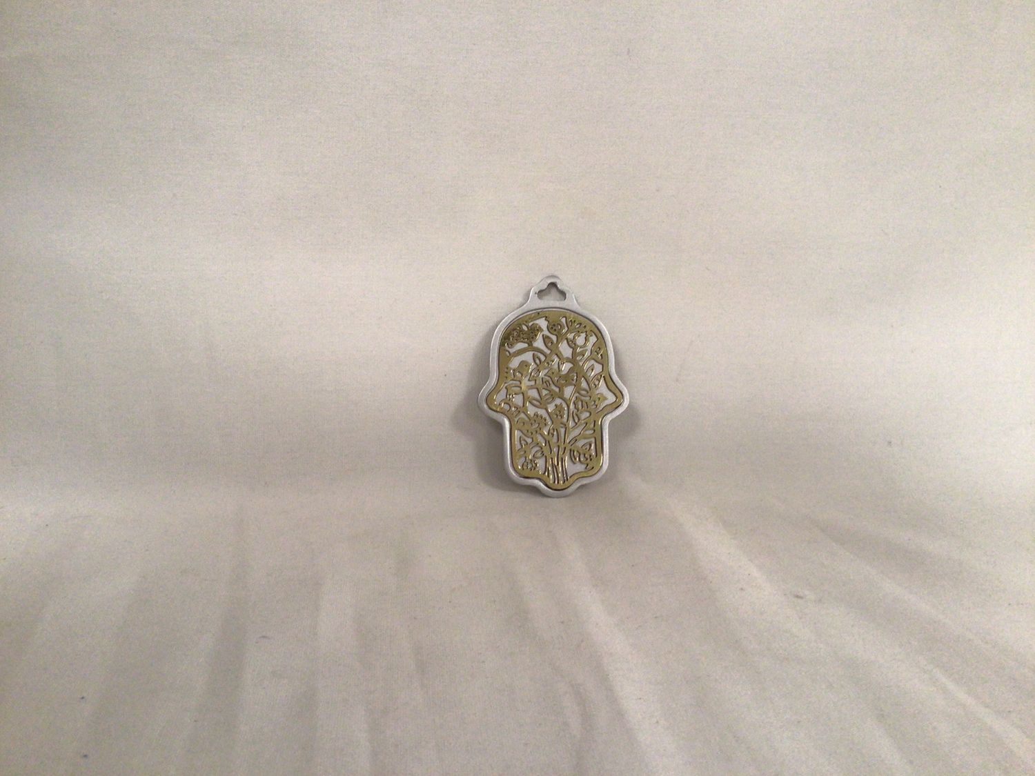 Small Anodized Aluminum Wall Hanging  with Brass Bird Cutouts 