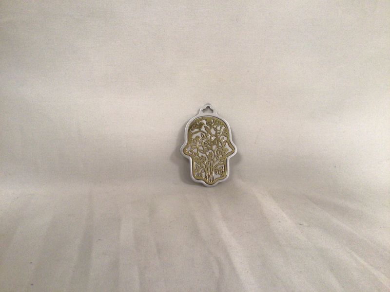 Small Anodized Aluminum Wall Hanging  with Brass Bird Cutouts 