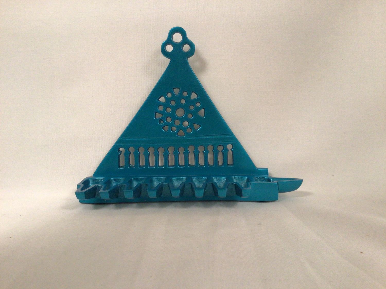 Teal Aluminum Oil Menorah