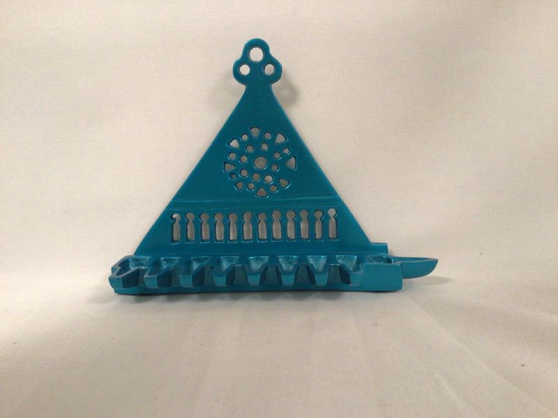 Teal Aluminum Oil Menorah