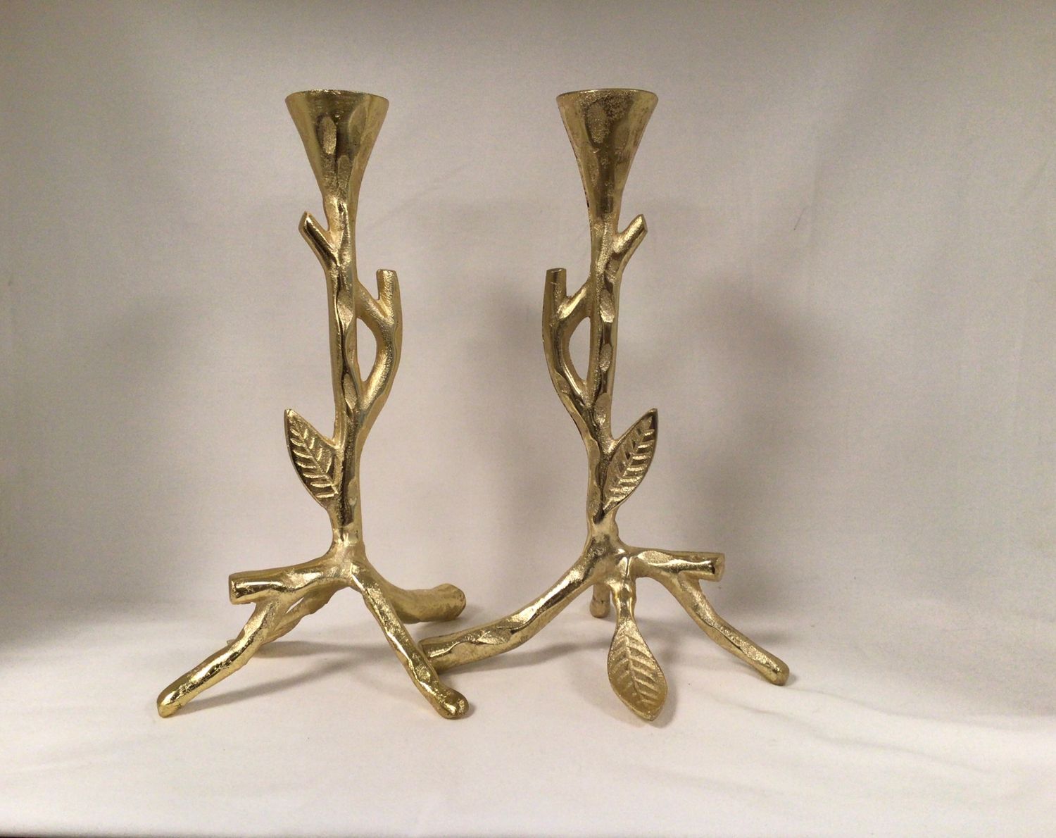 Gold Taper Branch Design Candlesticks