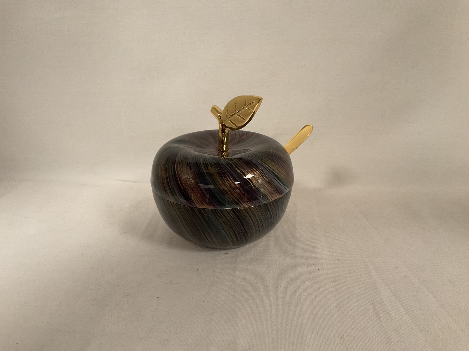 Swirl Apple Shaped Honey Dish with Spoon