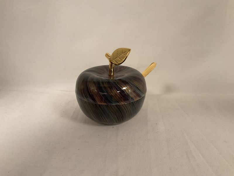 Swirl Apple Shaped Honey Dish with Spoon