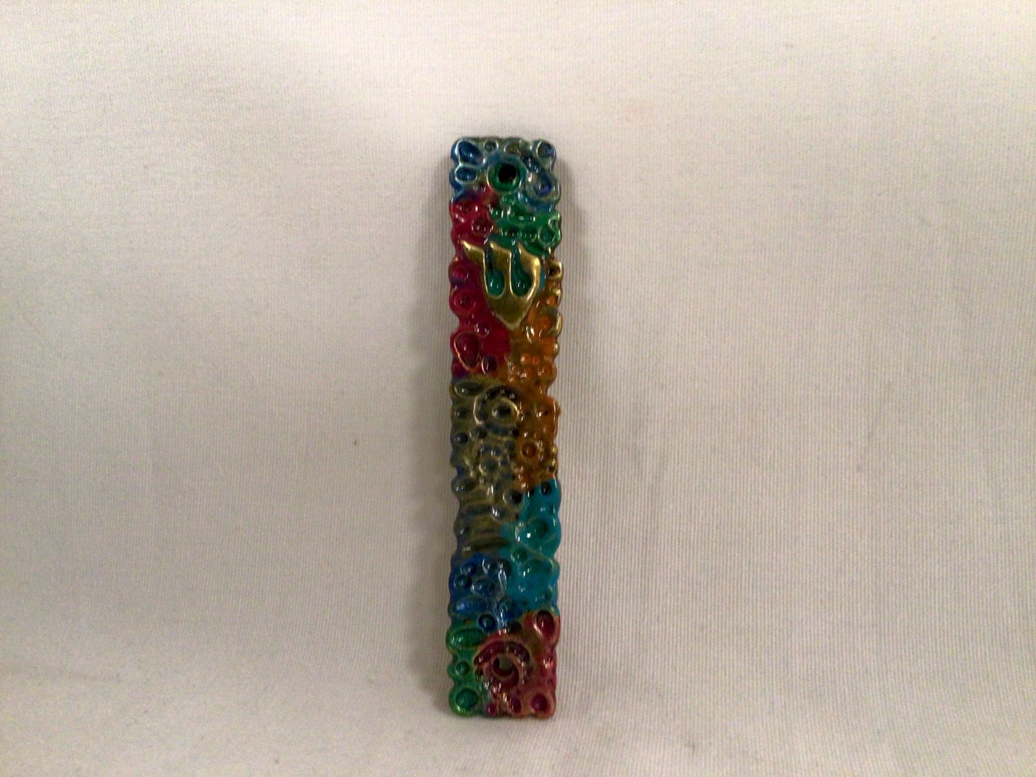 Made In Israel Hand Painted Metal Mezuzah  with  Designs