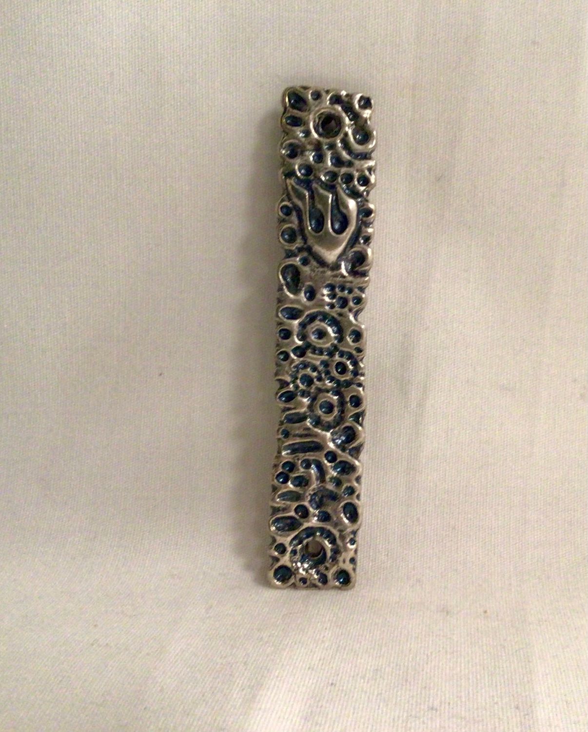 Made In Israel Silver Tone  Metal Mezuzah with Designs