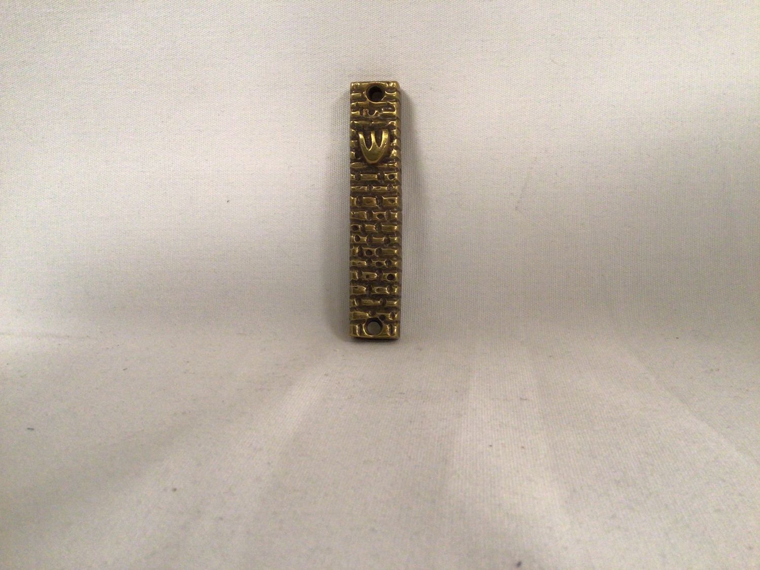 Brick Wall Metal Mezuzah Made in Israel-Brass Tone