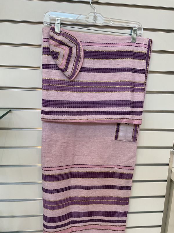 Lavender Hand-Woven Purple Stripe Tallit Set