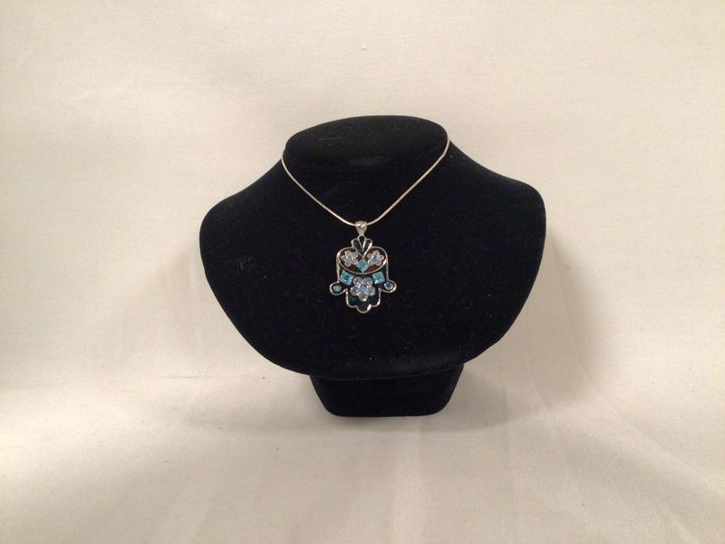 Hamsa Necklace with Blue Stones