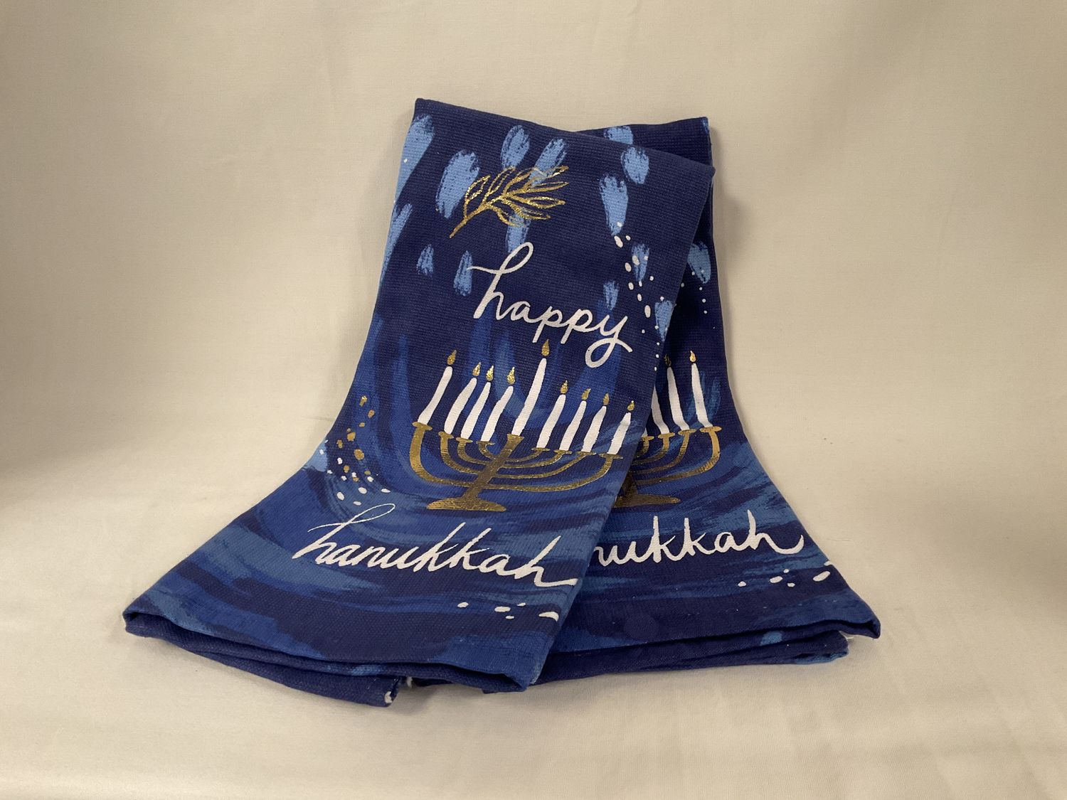 Set of Two Heavy Happy Hanukkah Menorah Kitchen Towels