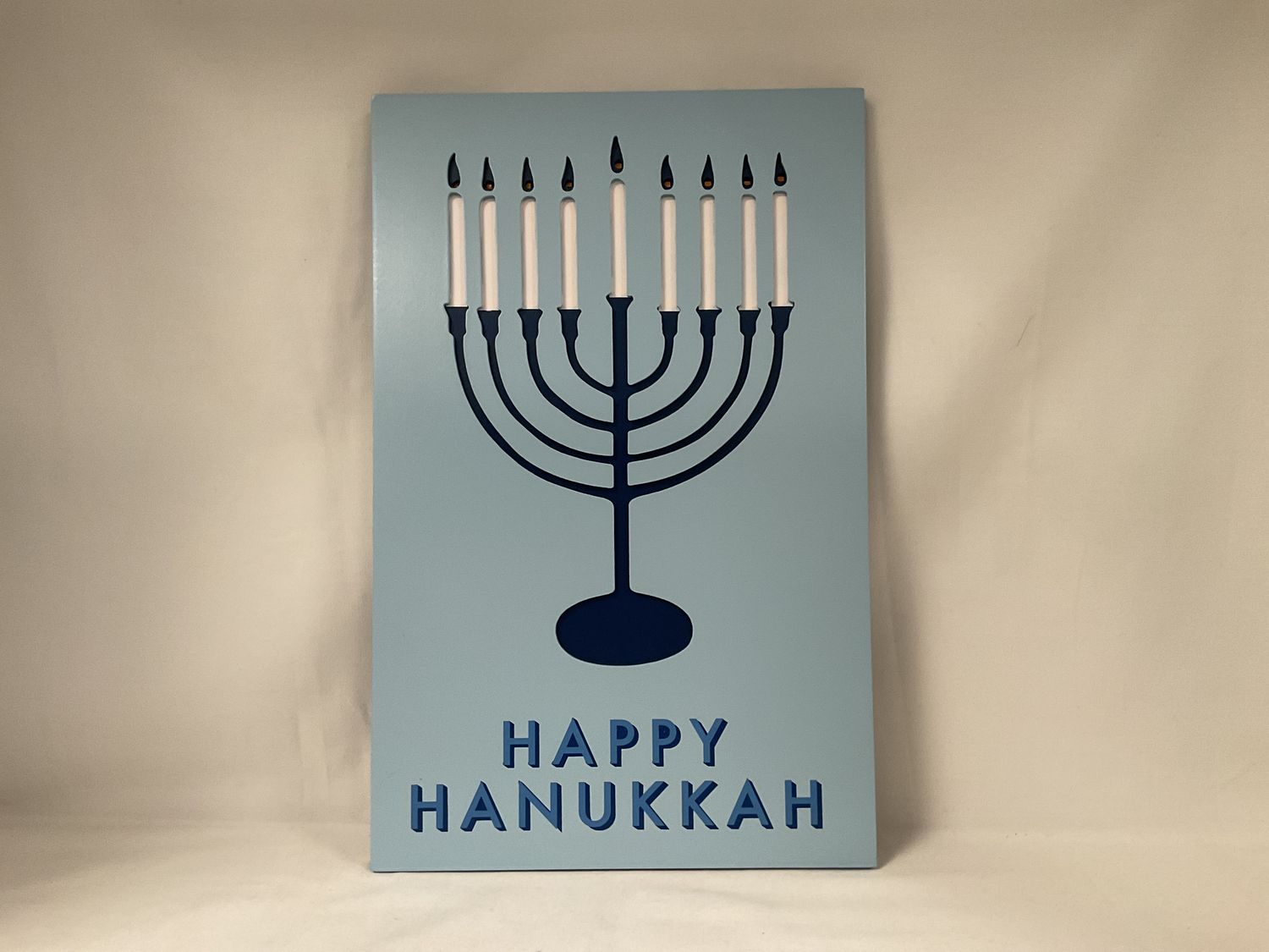 Happy Hanukkah LED Lit Stand Up or Hanging Menorah Sign