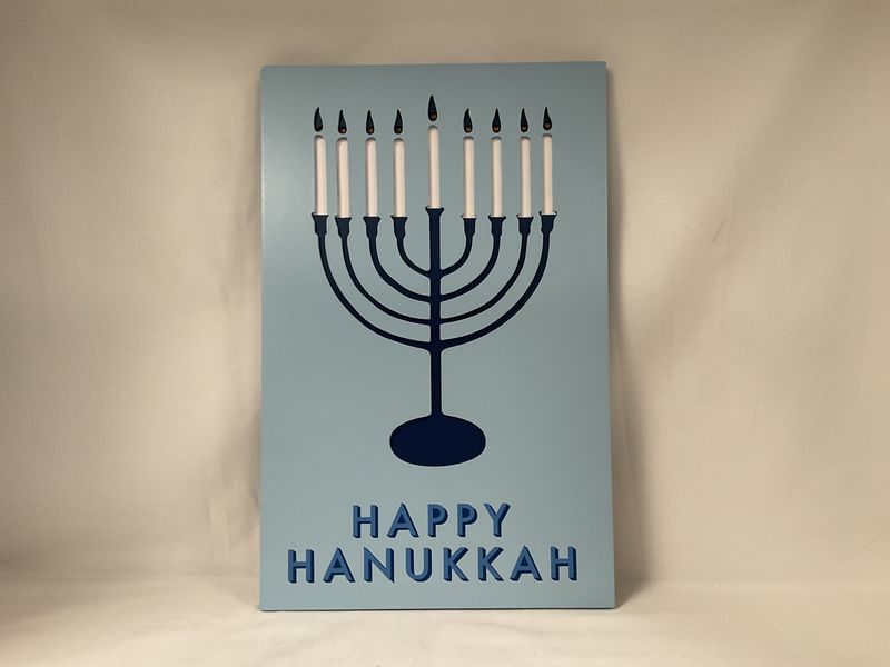 Happy Hanukkah LED Lit Stand Up or Hanging Menorah Sign