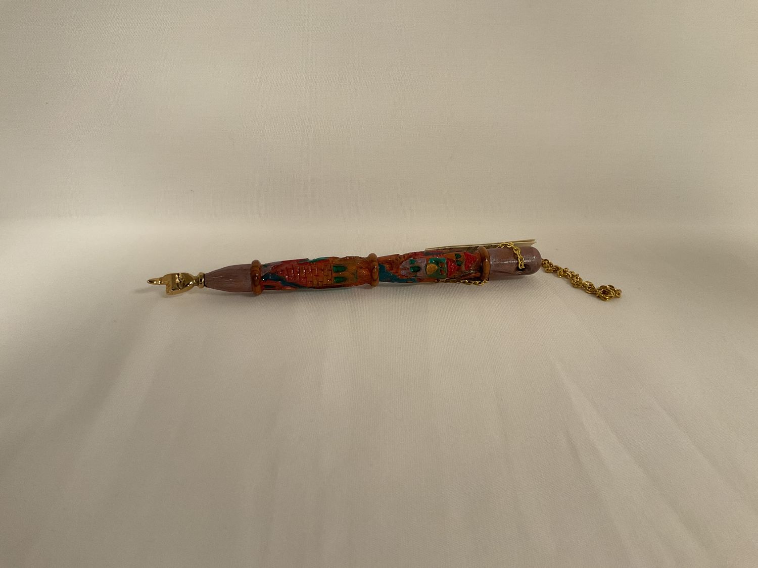Lavender Hand Painted Wood Carved Yad Made in Israel