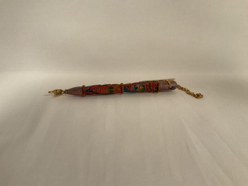Lavender Hand Painted Wood Carved Yad Made in Israel
