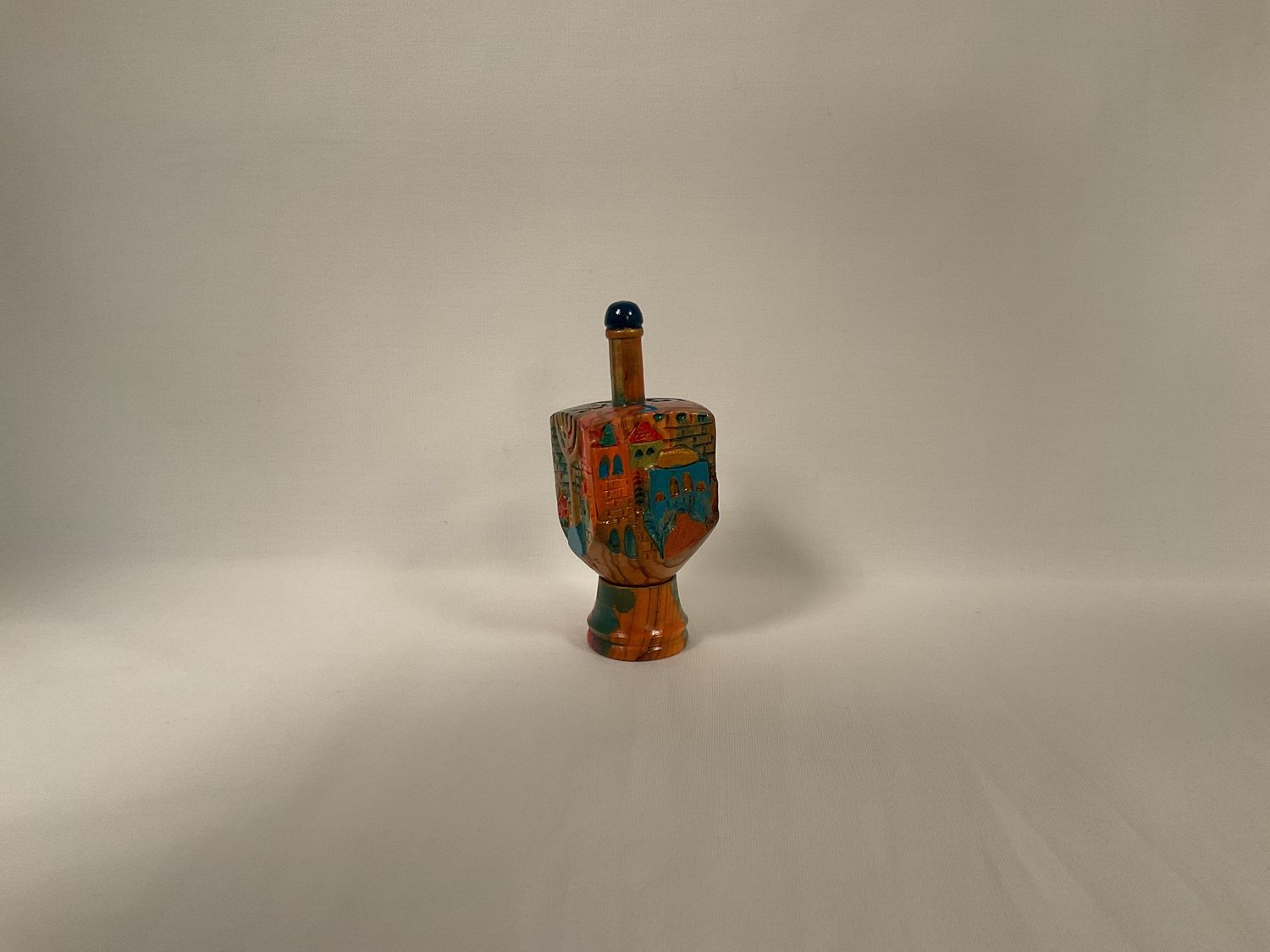 Hand Painted Wood Carved Dreidel Made in Israel
