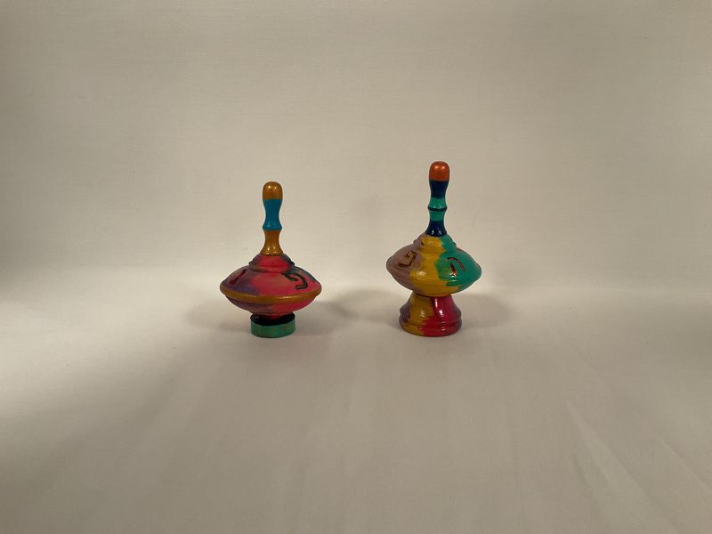 Hand Painted Multicolor Wood Dreidel Made in Israel Hand Painted Multicolor Wood Dreidel Made in Israel