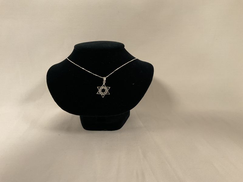 Sterling Silver Double Star of David Necklace on 18" Box Chain Sterling Silver Double Star of David Necklace on 18" Box Chain