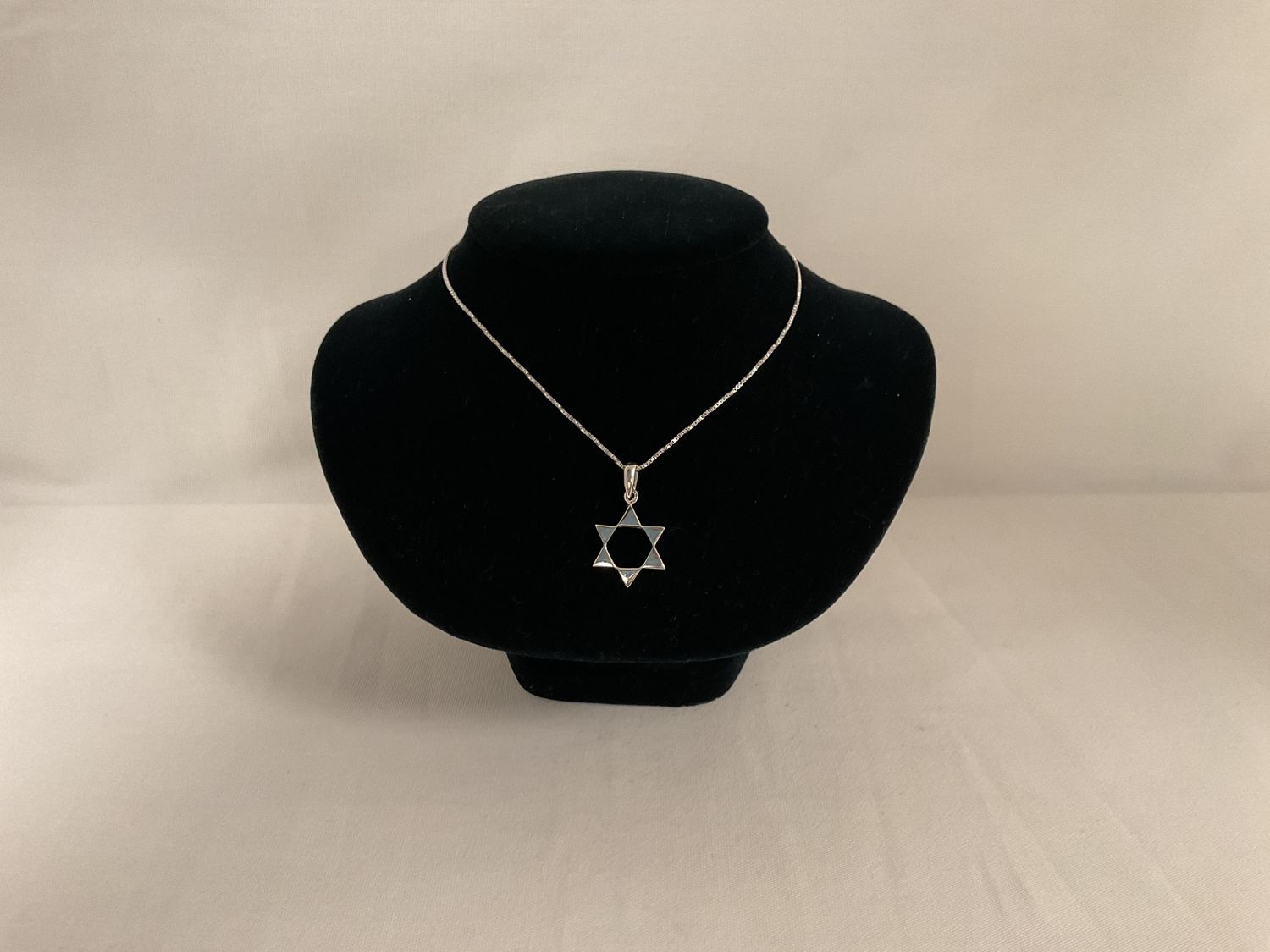 Sterling Silver Open Star of David Necklace with 18&quot; Box Chain