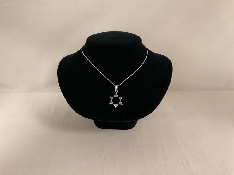 Sterling Silver Open Star of David Necklace with 18&quot; Box Chain