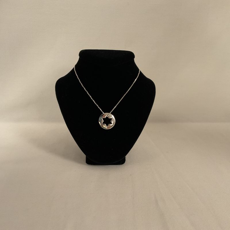 Sterling Silver Two-Sided Star of David Disc on 18 &quot; Chain