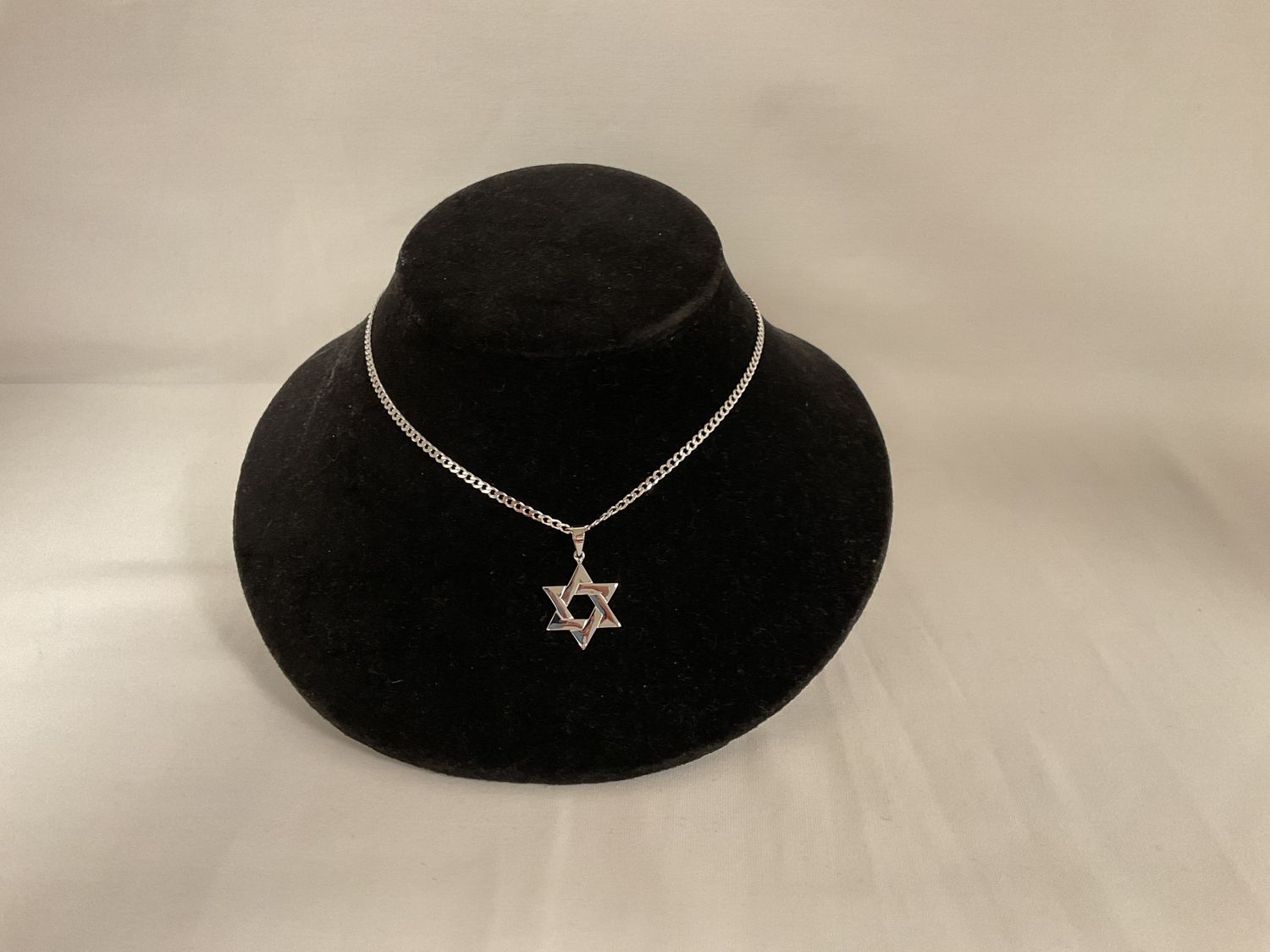 Sterling Silver Woven Star of David Necklace on 24&quot; Curb Link Chain