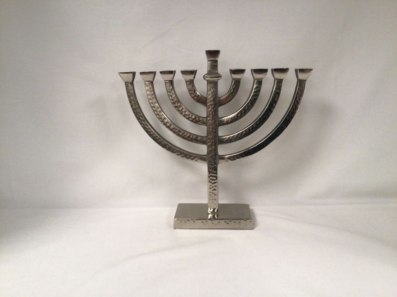 Hammered 9&quot; Menorah on Rectangular Base
