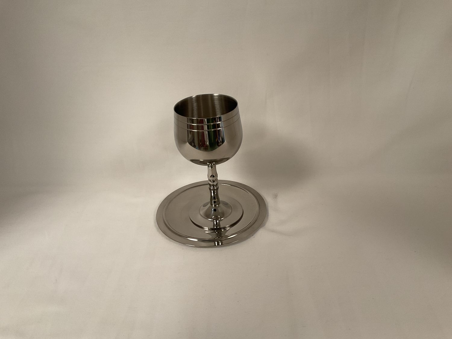 Stainless Steel Kiddush Cup with Silver Stripe 
