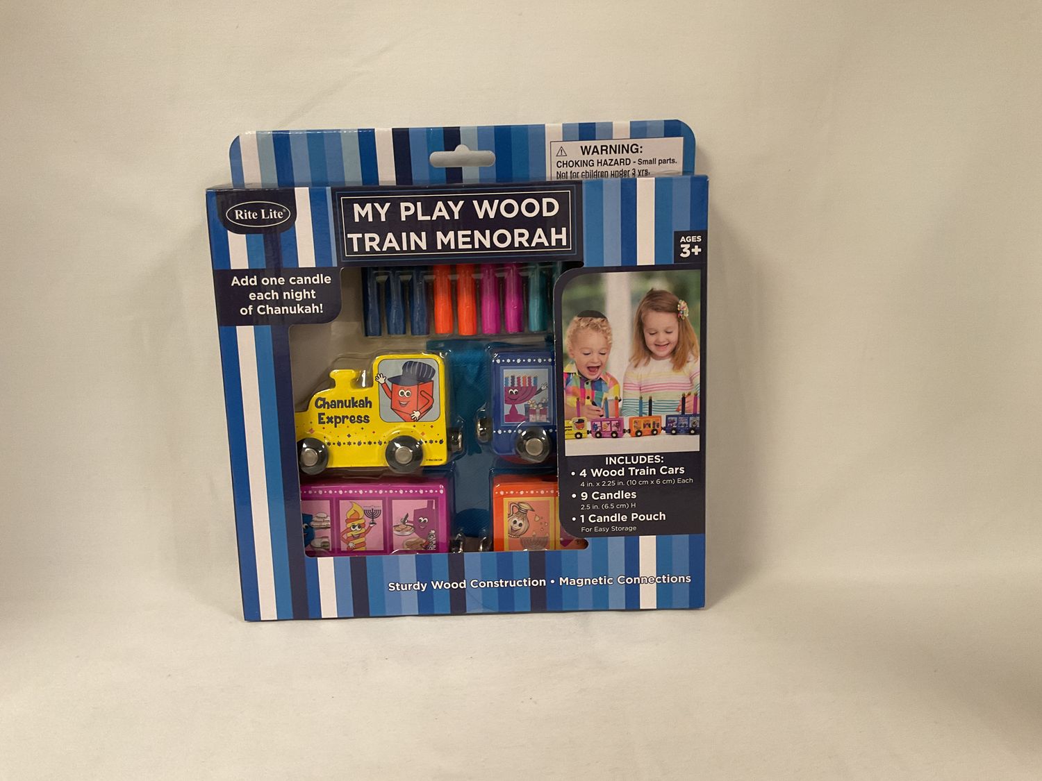My Play Wood Train Menorah with Removable Candles 