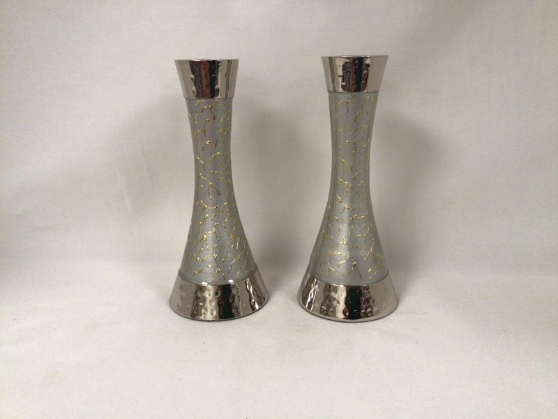 Modern Hammered Candlesticks with Anodized Gold Decor