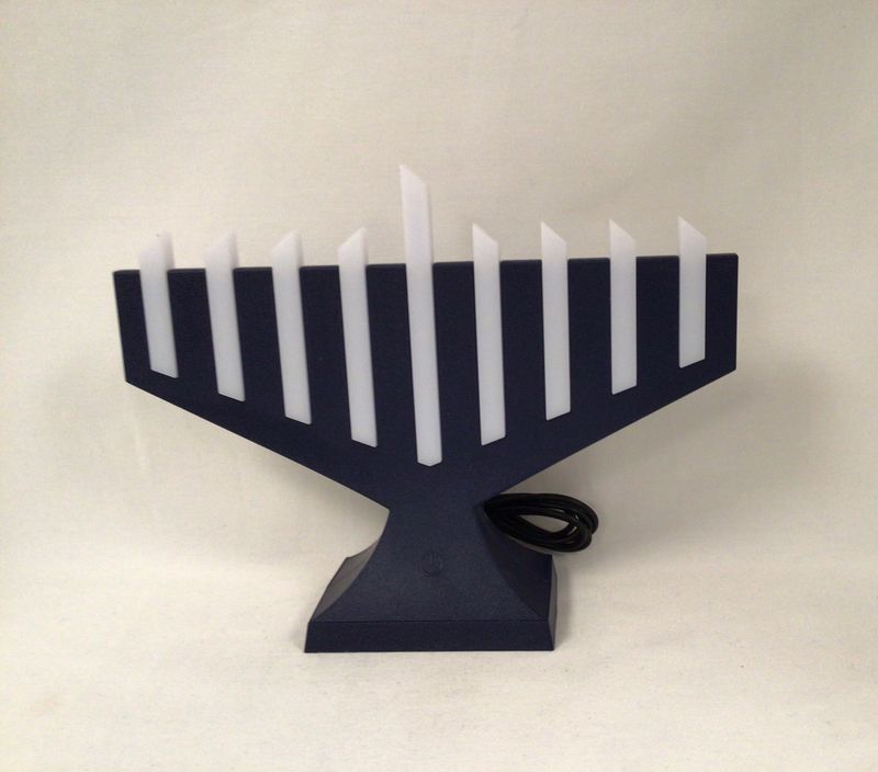 Modern LED Lighted-Rods Menorah – Blue