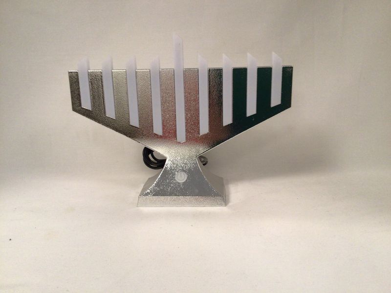 Silver Modern LED Lighted-Rods Menorah