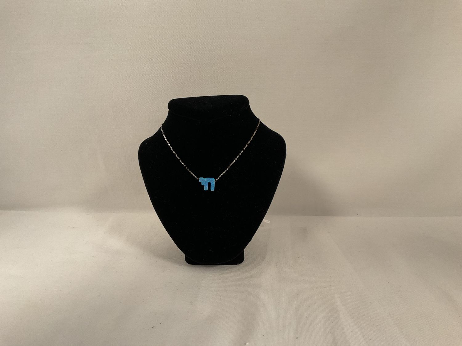 Blue Opal Chai Necklace on /Sterling Chain Blue Opal Chai Necklace on /Sterling Chain