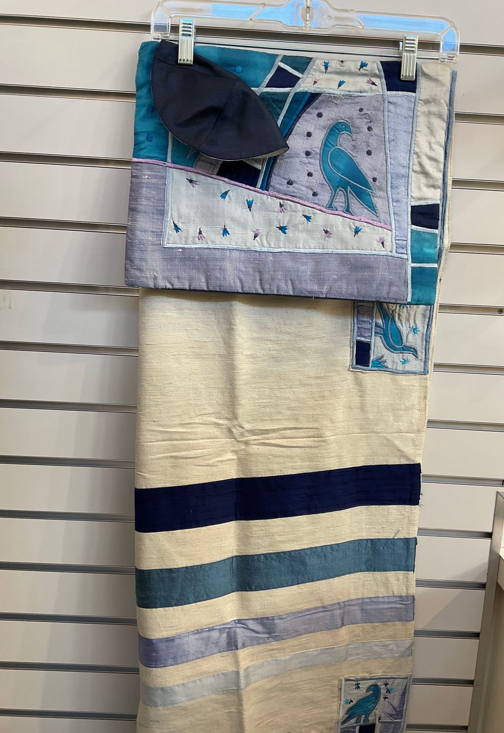 Silk Tallit Set with Appliqued Birds