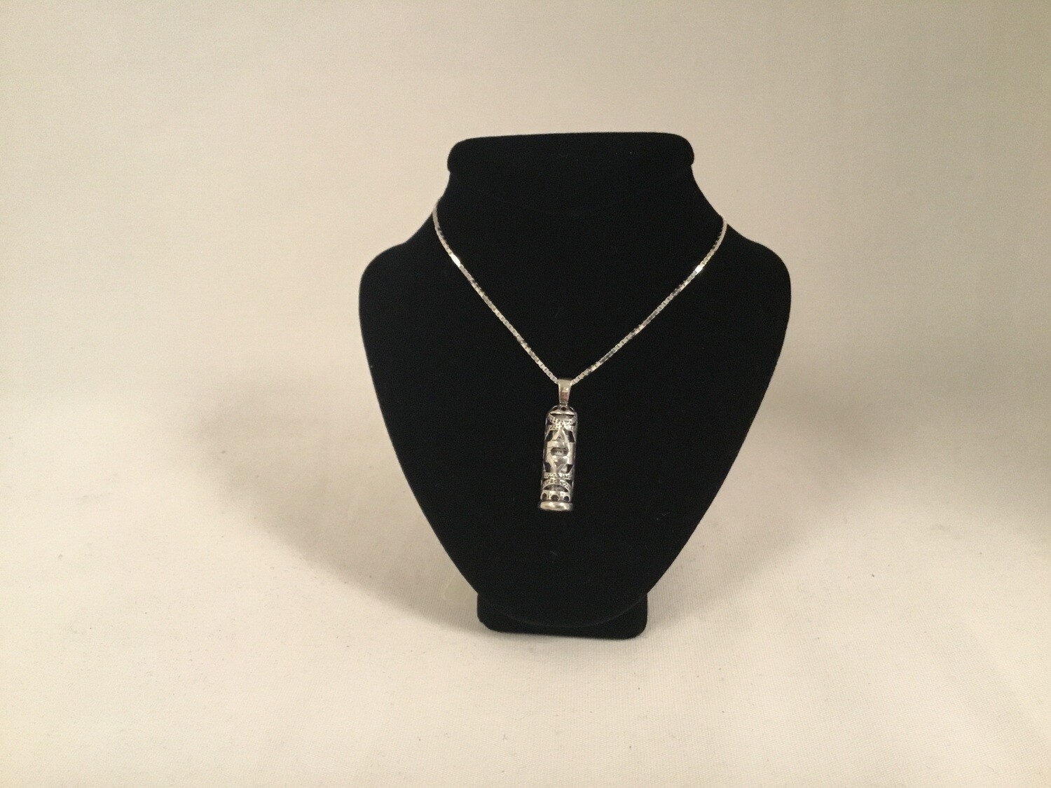 Silver Mezuzah with Star on Chain Silver Mezuzah with Star on Chain