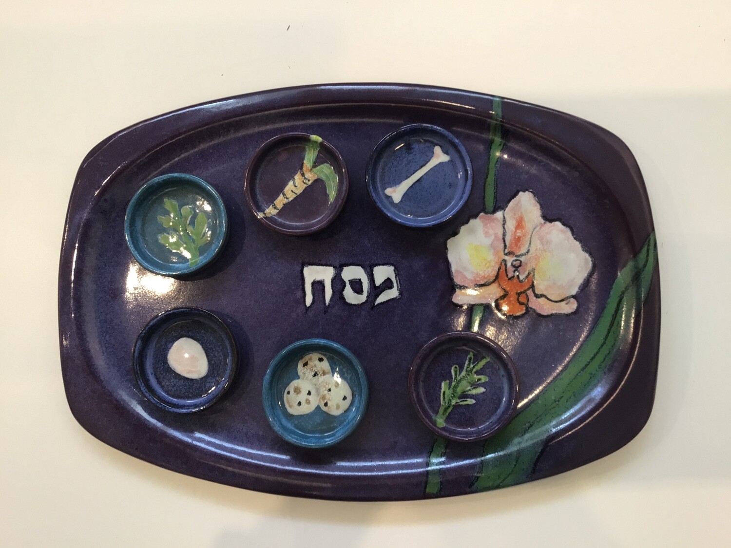 Stoneware Seder Plate - Blue