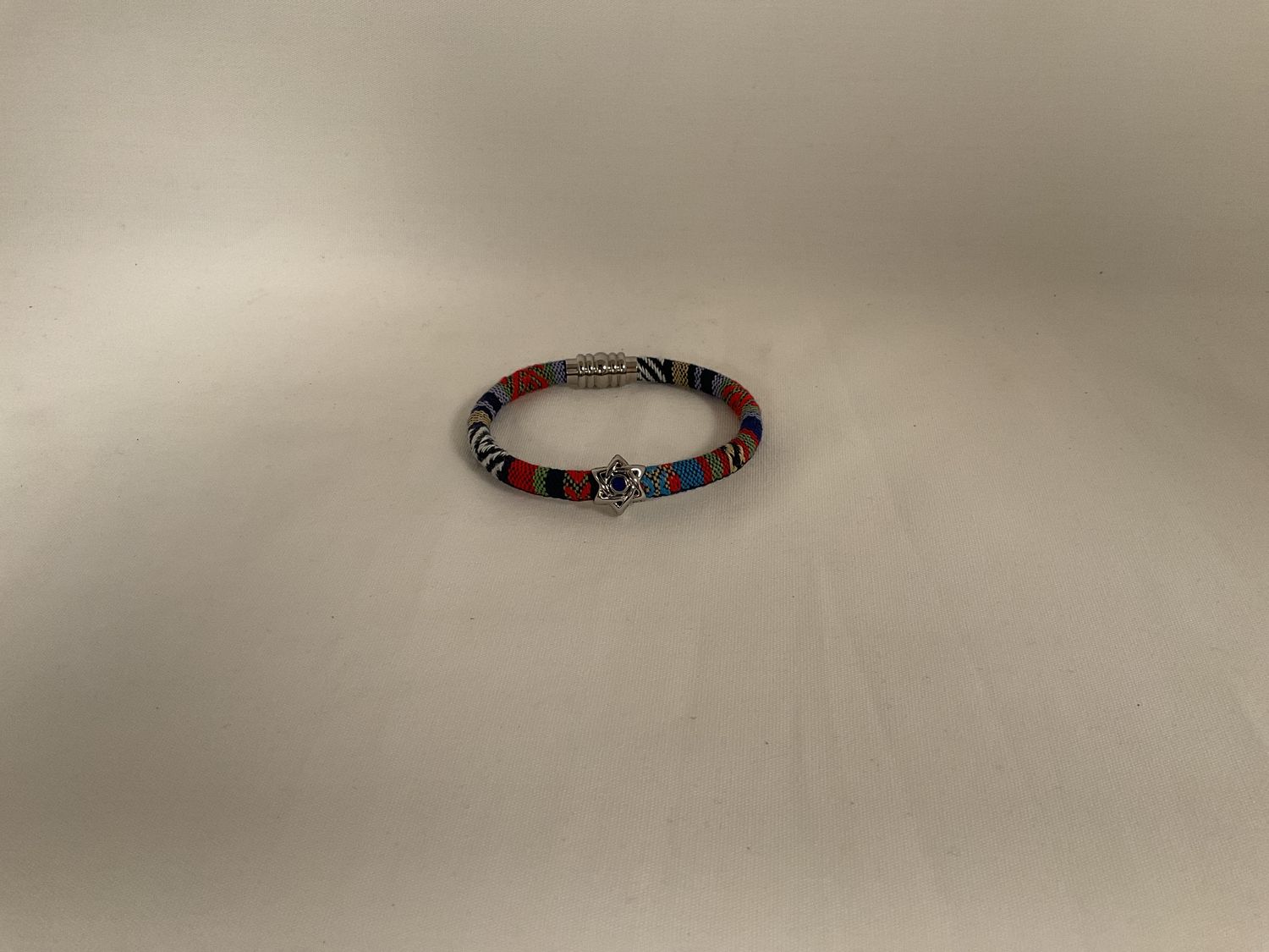Cotton Bracelet with Swarovski Crystal Star, Navy/Red Cotton Bracelet with Swarovski Crystal Star, Navy/Red
