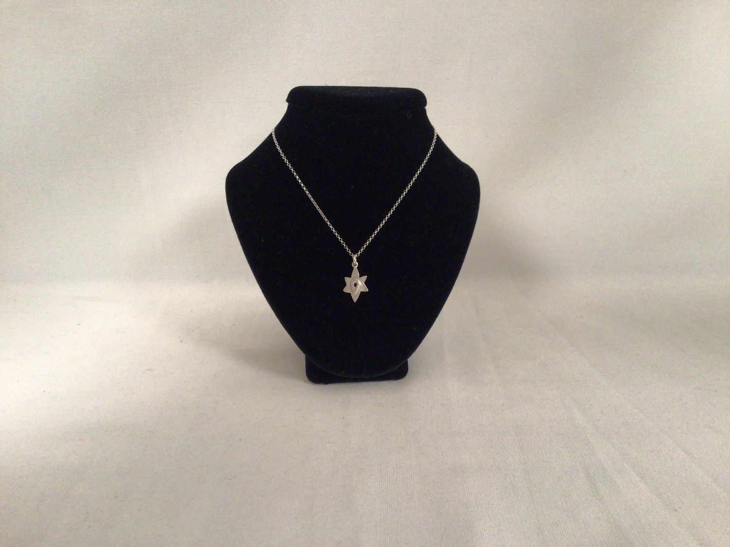 Contemporary Petite Sterling Silver Star of David Necklace 