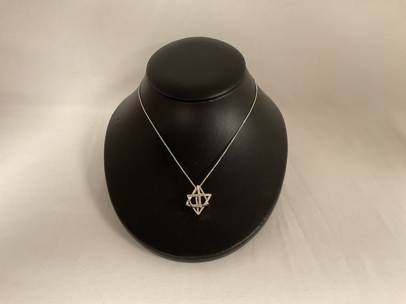 Large Sterling Silver Merkava Star of David Necklace on 18" Chain